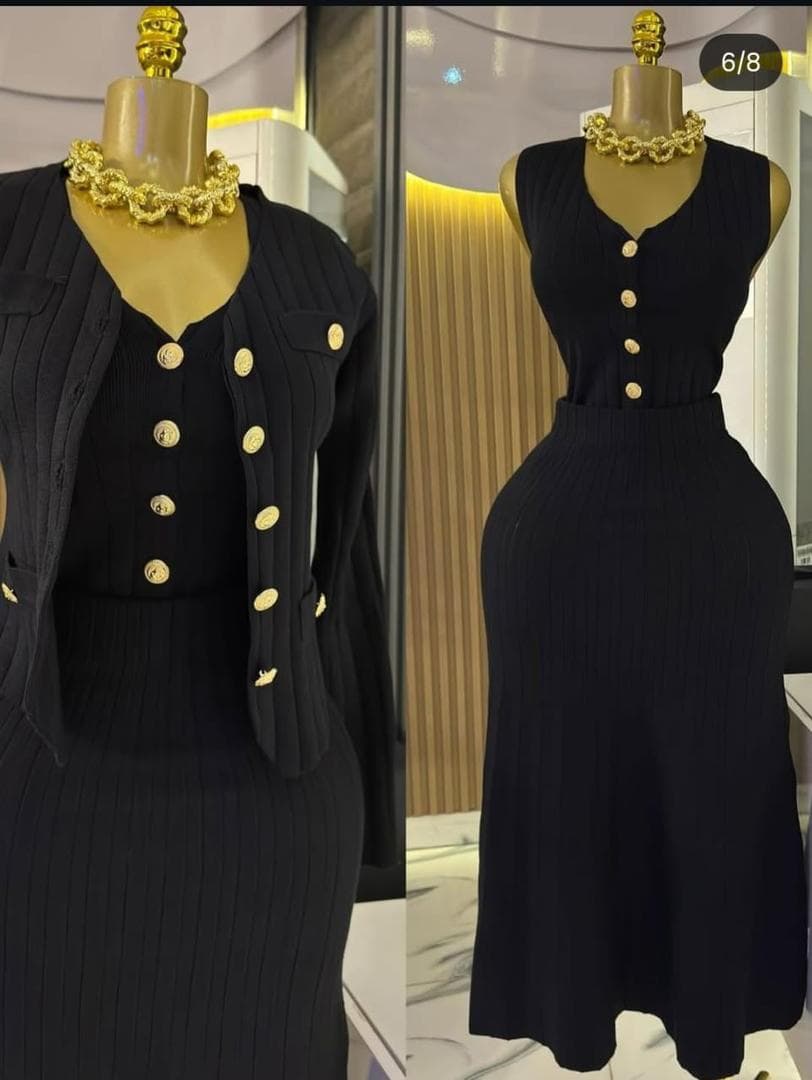 Robe longue en tricot noir
