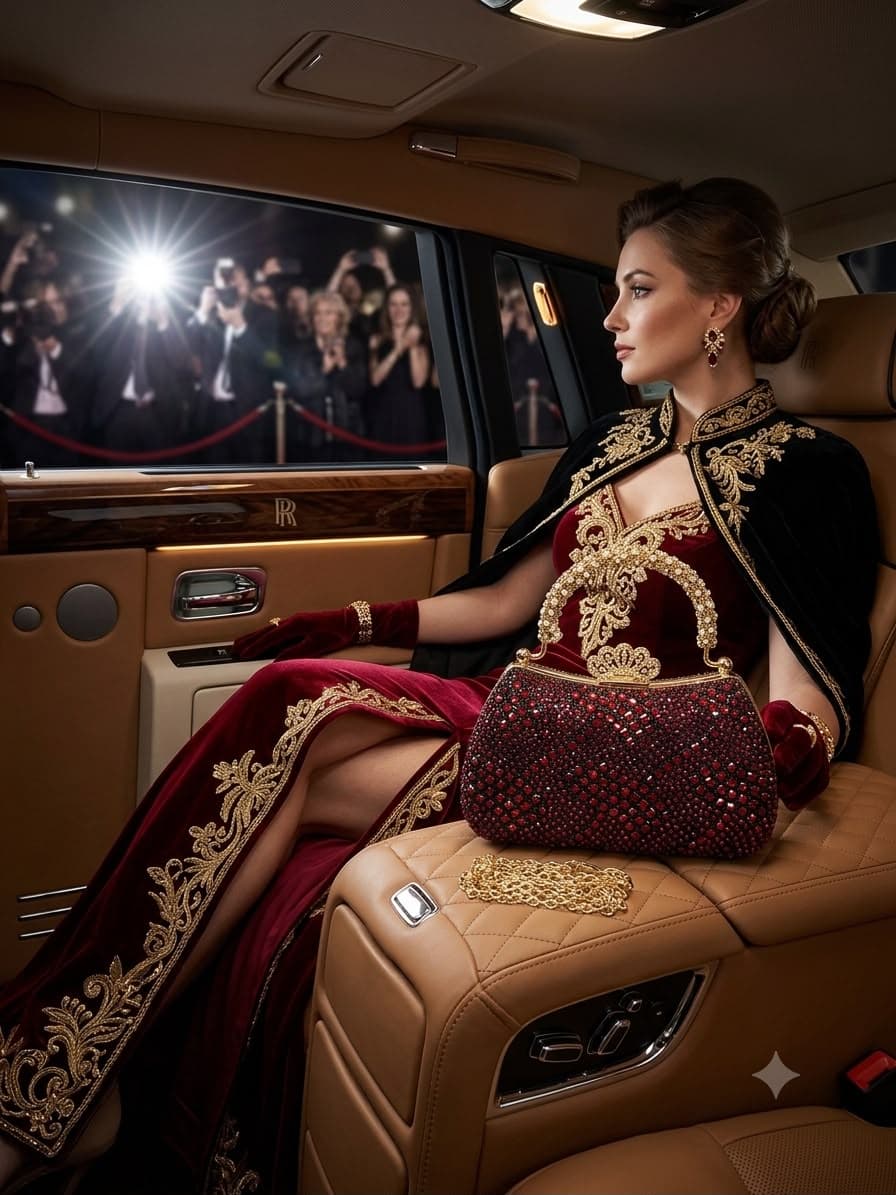 Sac à main en strass rouge élégant